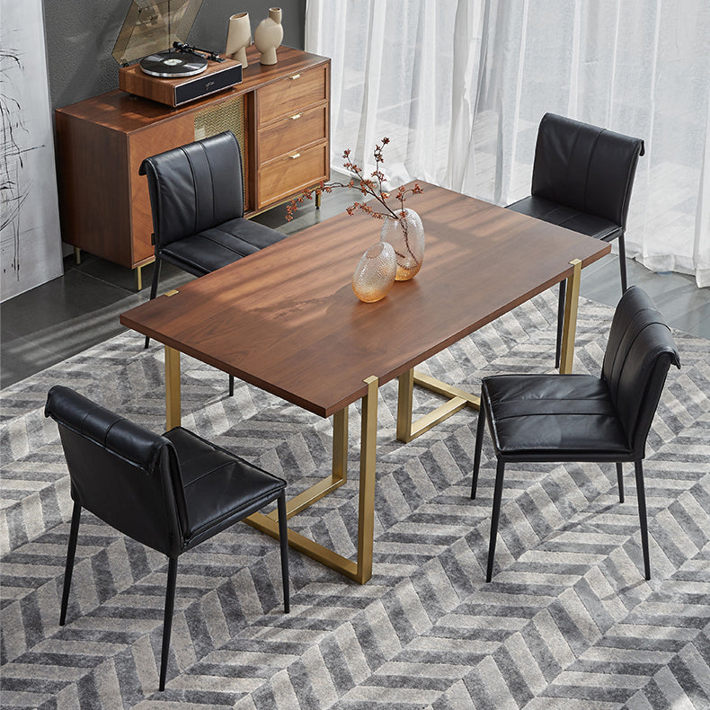 Indoor Leather Upholstered Dining Side Chair Metal Legs Dining Chair