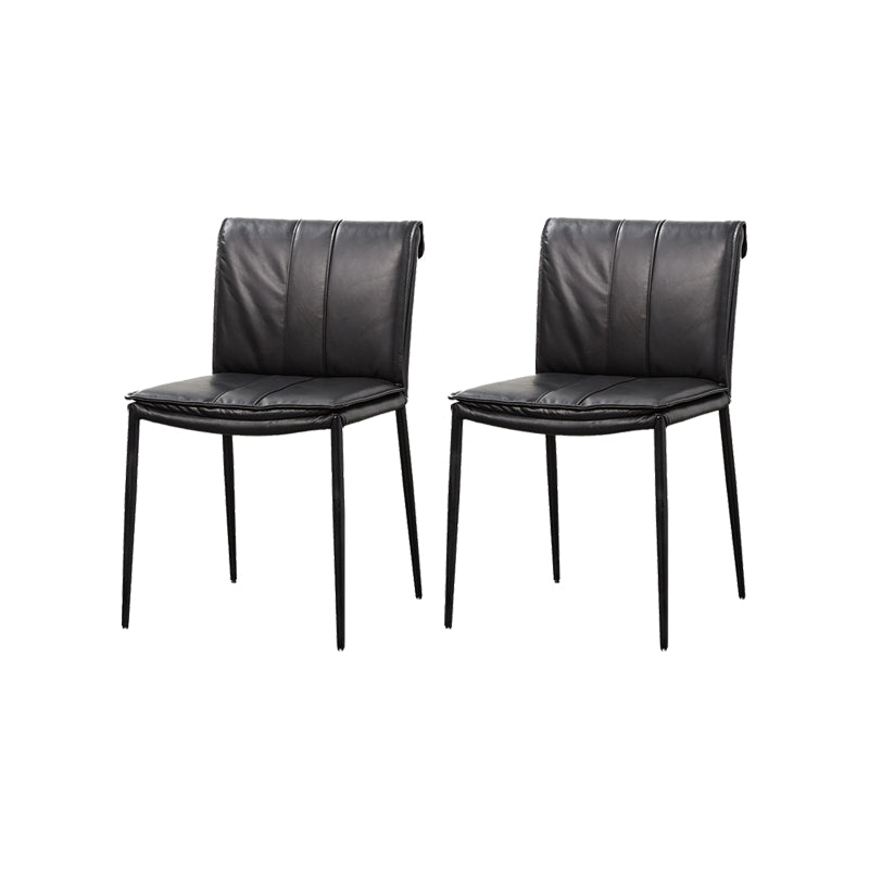 Indoor Leather Upholstered Dining Side Chair Metal Legs Dining Chair
