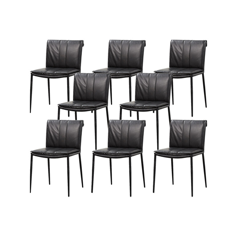 Indoor Leather Upholstered Dining Side Chair Metal Legs Dining Chair