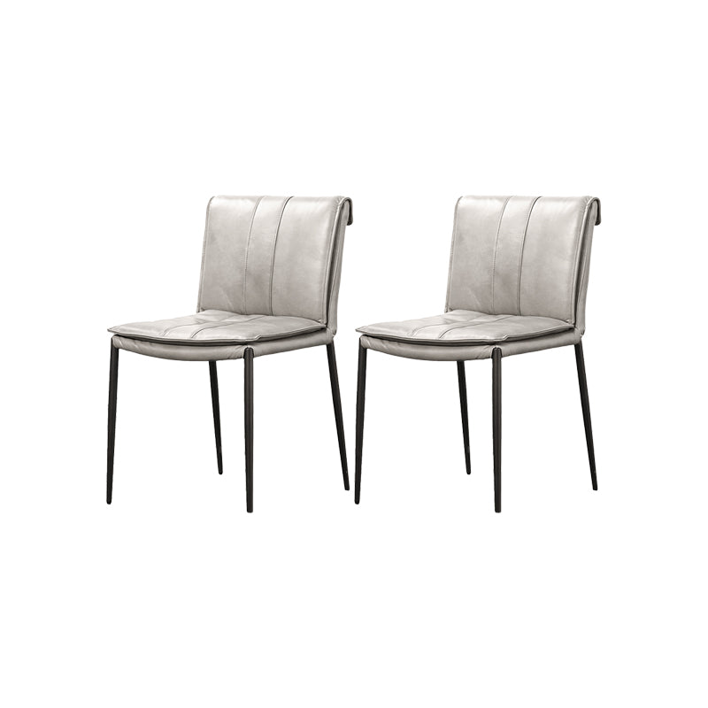 Indoor Leather Upholstered Dining Side Chair Metal Legs Dining Chair