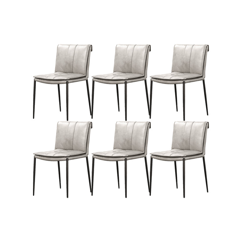 Indoor Leather Upholstered Dining Side Chair Metal Legs Dining Chair