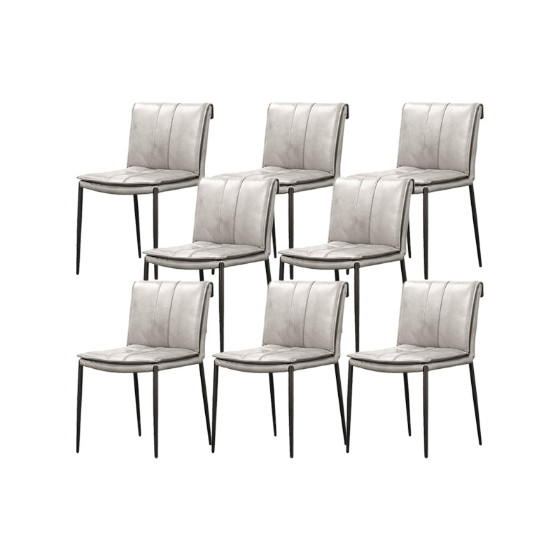 Indoor Leather Upholstered Dining Side Chair Metal Legs Dining Chair