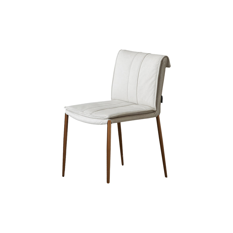 Indoor Leather Upholstered Dining Side Chair Metal Legs Dining Chair