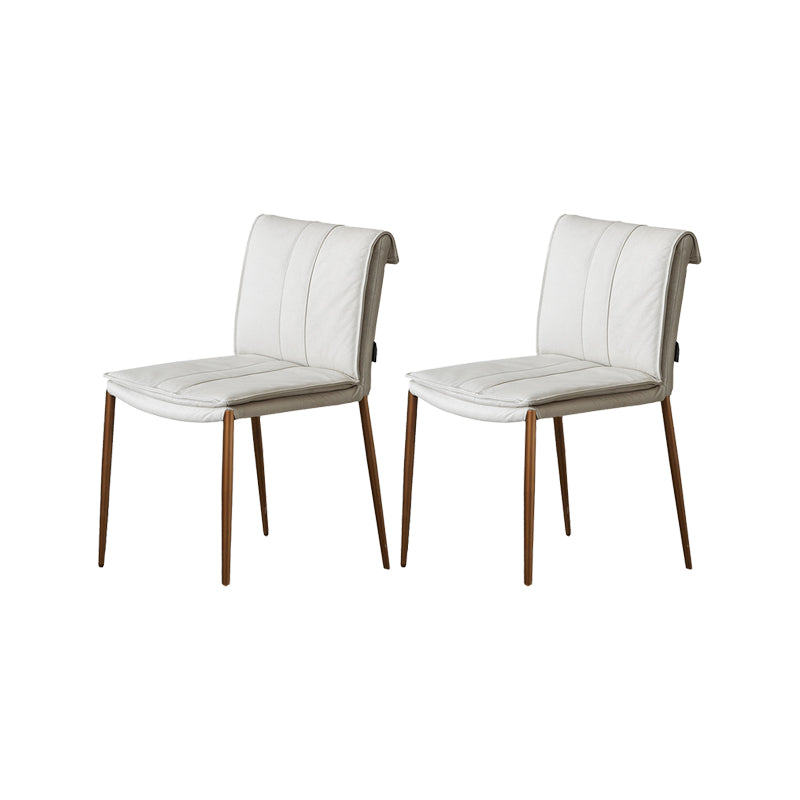 Indoor Leather Upholstered Dining Side Chair Metal Legs Dining Chair