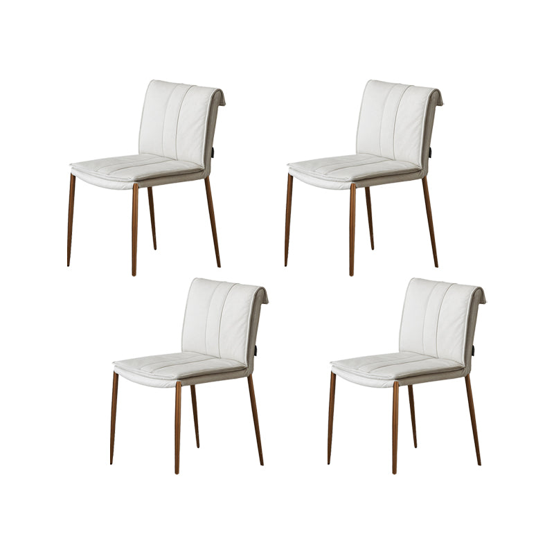 Indoor Leather Upholstered Dining Side Chair Metal Legs Dining Chair