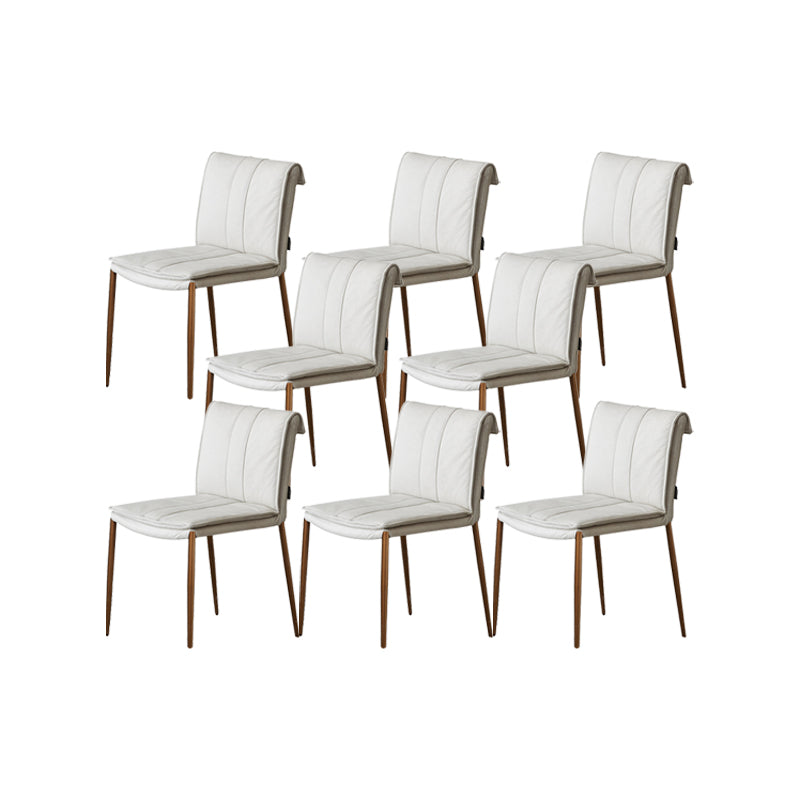 Indoor Leather Upholstered Dining Side Chair Metal Legs Dining Chair