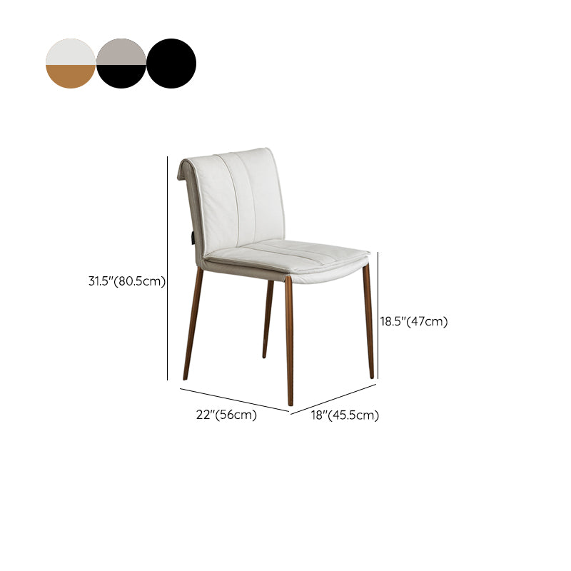 Indoor Leather Upholstered Dining Side Chair Metal Legs Dining Chair