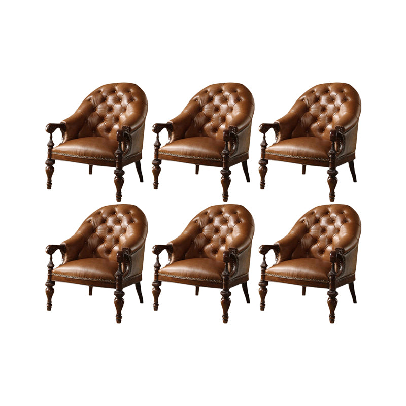 Indoor Solid Wood Frame Dining Chair Leather Upholstered Arm Chair