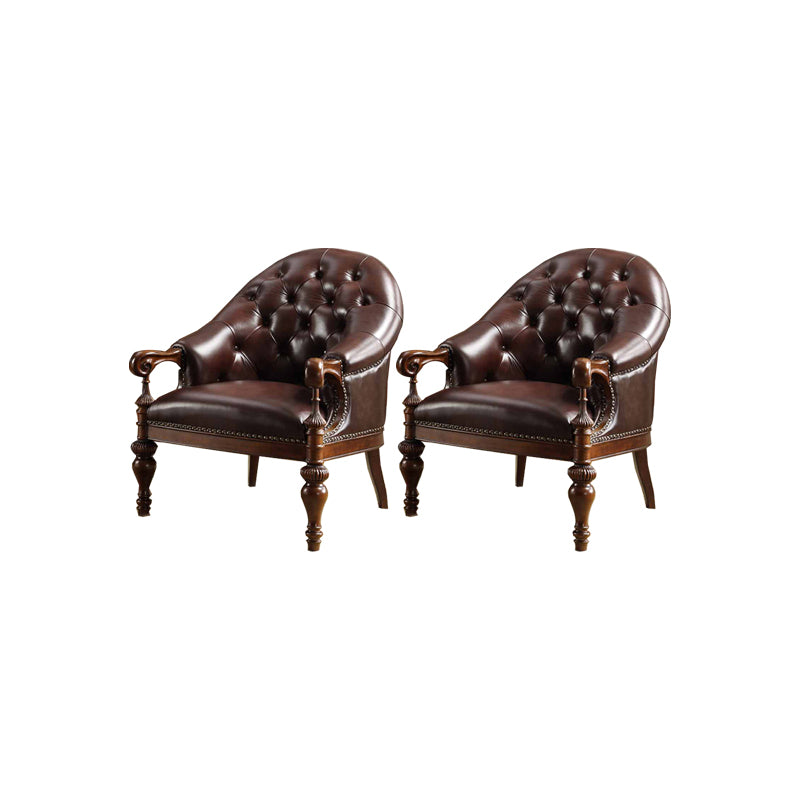 Indoor Solid Wood Frame Dining Chair Leather Upholstered Arm Chair