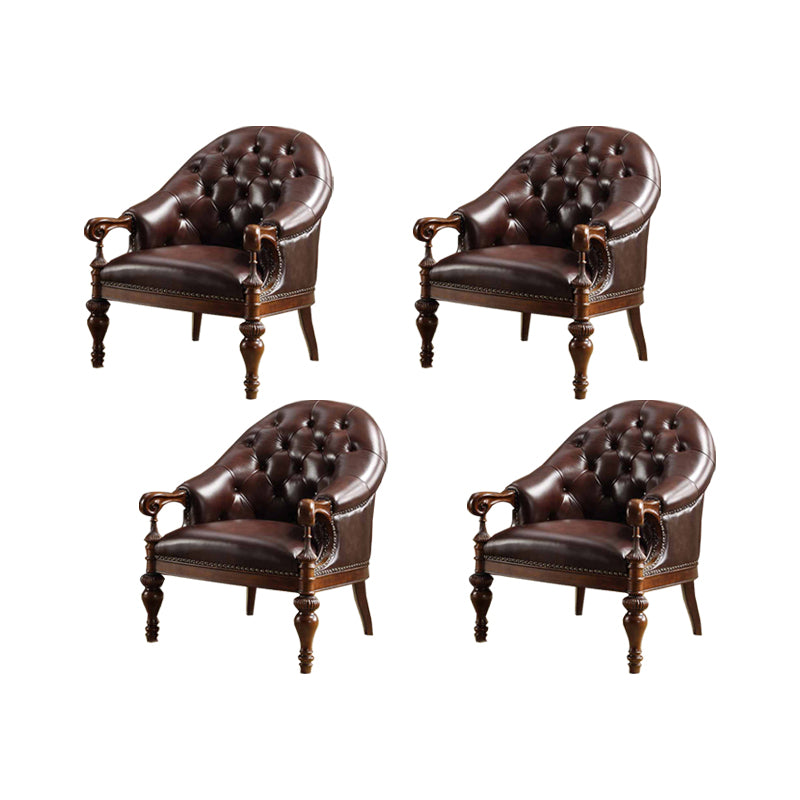 Indoor Solid Wood Frame Dining Chair Leather Upholstered Arm Chair