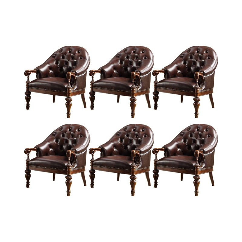 Indoor Solid Wood Frame Dining Chair Leather Upholstered Arm Chair