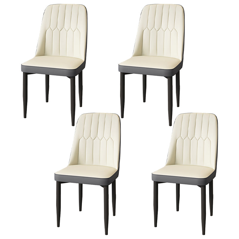 Modern Backrest Armless Cushion Chair with Metal Legs for Dining Room