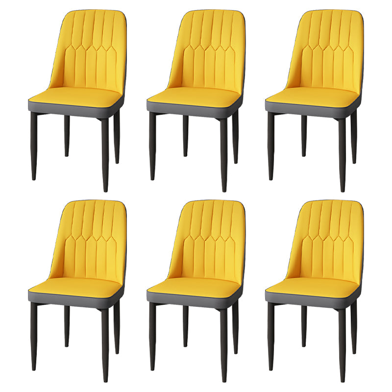 Modern Backrest Armless Cushion Chair with Metal Legs for Dining Room
