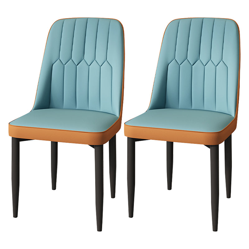 Modern Backrest Armless Cushion Chair with Metal Legs for Dining Room