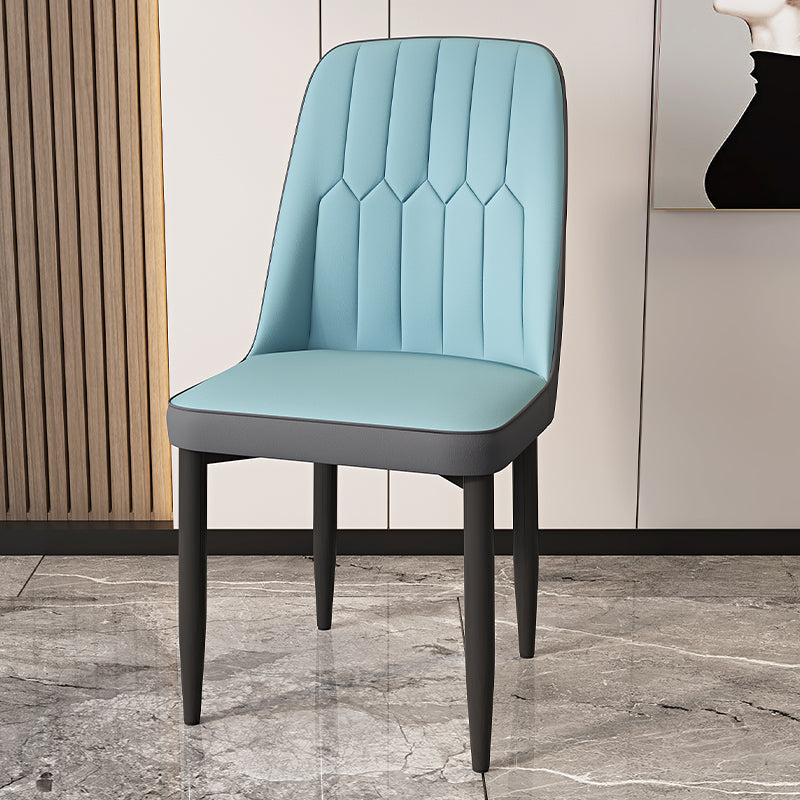 Modern Backrest Armless Cushion Chair with Metal Legs for Dining Room