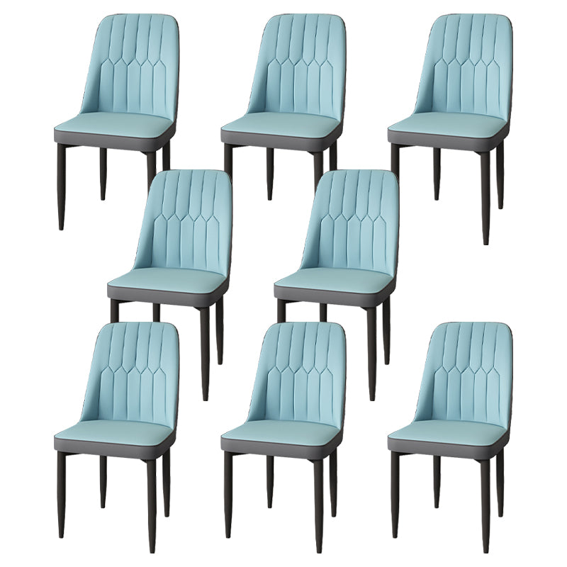 Modern Backrest Armless Cushion Chair with Metal Legs for Dining Room