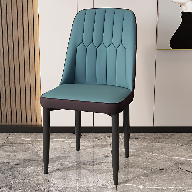 Modern Backrest Armless Cushion Chair with Metal Legs for Dining Room