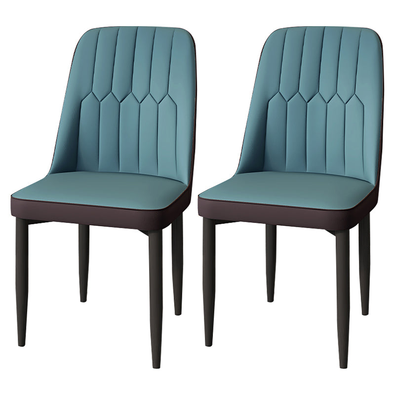 Modern Backrest Armless Cushion Chair with Metal Legs for Dining Room