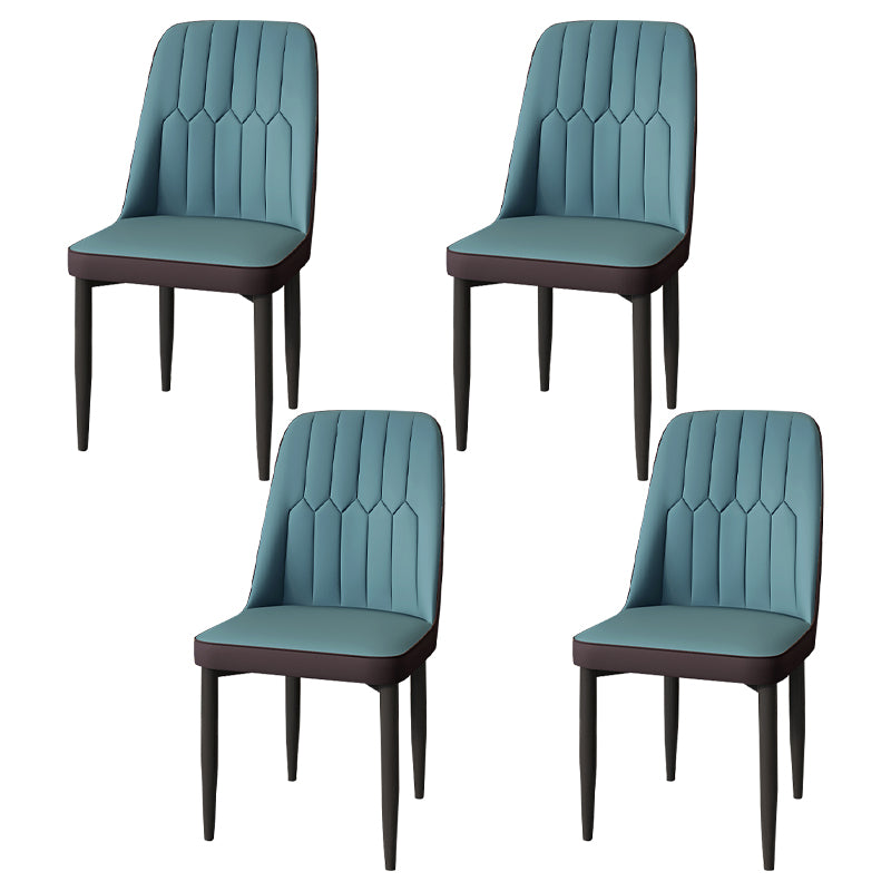Modern Backrest Armless Cushion Chair with Metal Legs for Dining Room