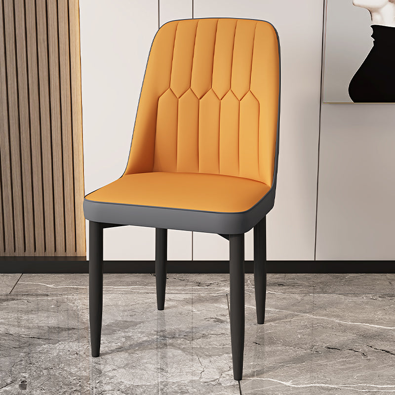 Modern Backrest Armless Cushion Chair with Metal Legs for Dining Room