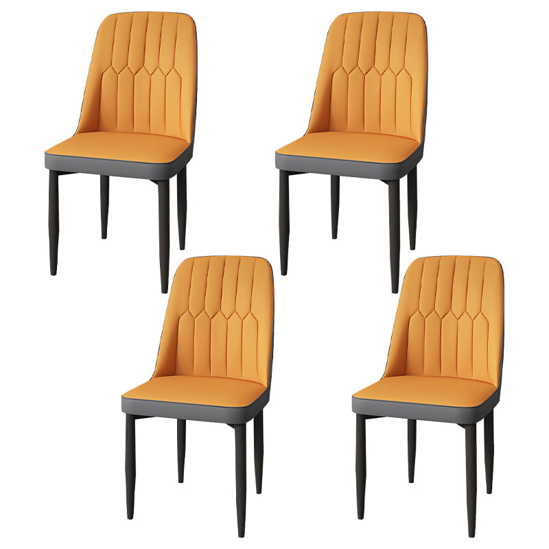 Modern Backrest Armless Cushion Chair with Metal Legs for Dining Room
