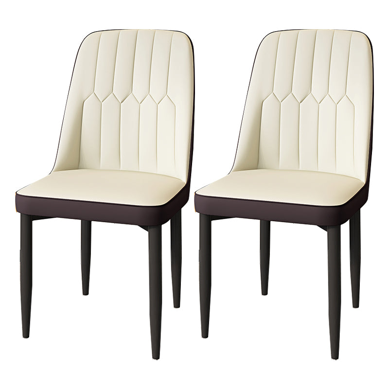 Modern Backrest Armless Cushion Chair with Metal Legs for Dining Room