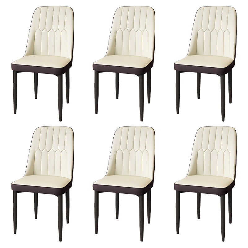 Modern Backrest Armless Cushion Chair with Metal Legs for Dining Room