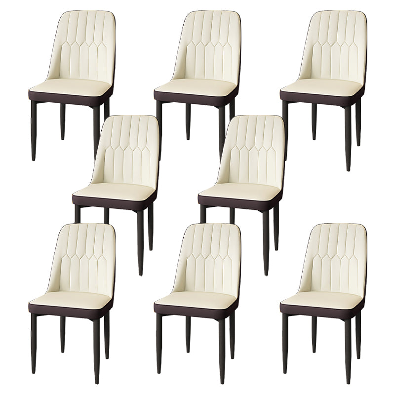Modern Backrest Armless Cushion Chair with Metal Legs for Dining Room