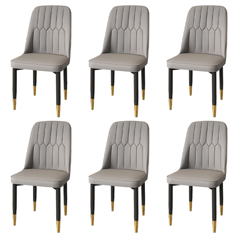Modern Backrest Armless Cushion Chair with Metal Legs for Dining Room