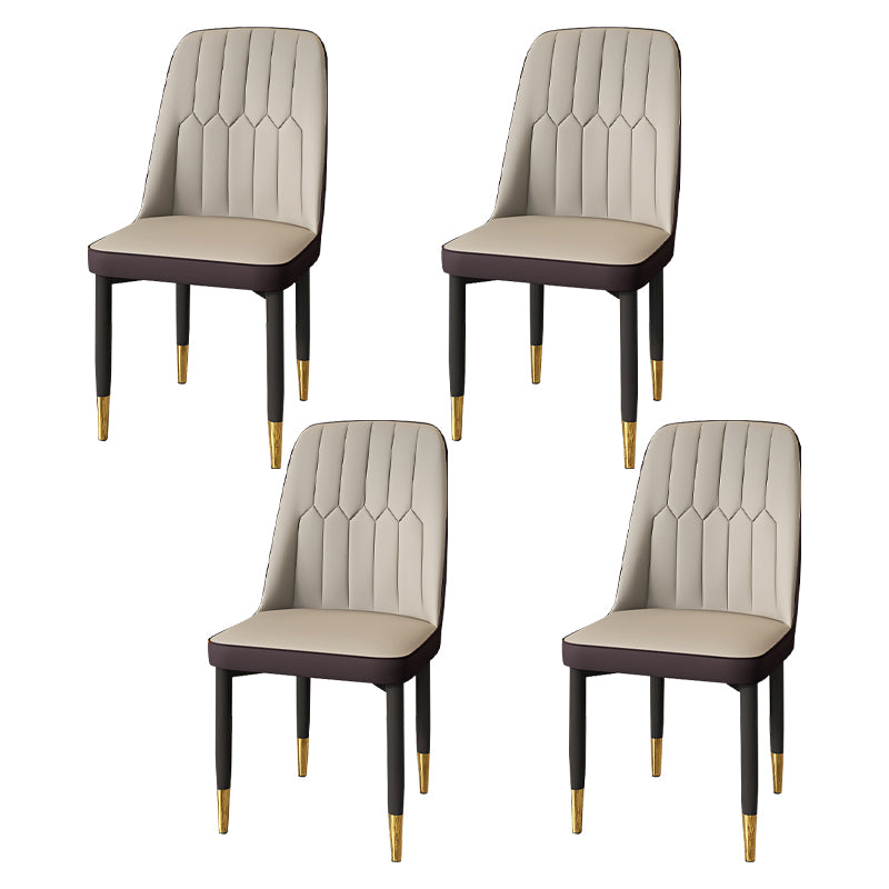 Modern Backrest Armless Cushion Chair with Metal Legs for Dining Room