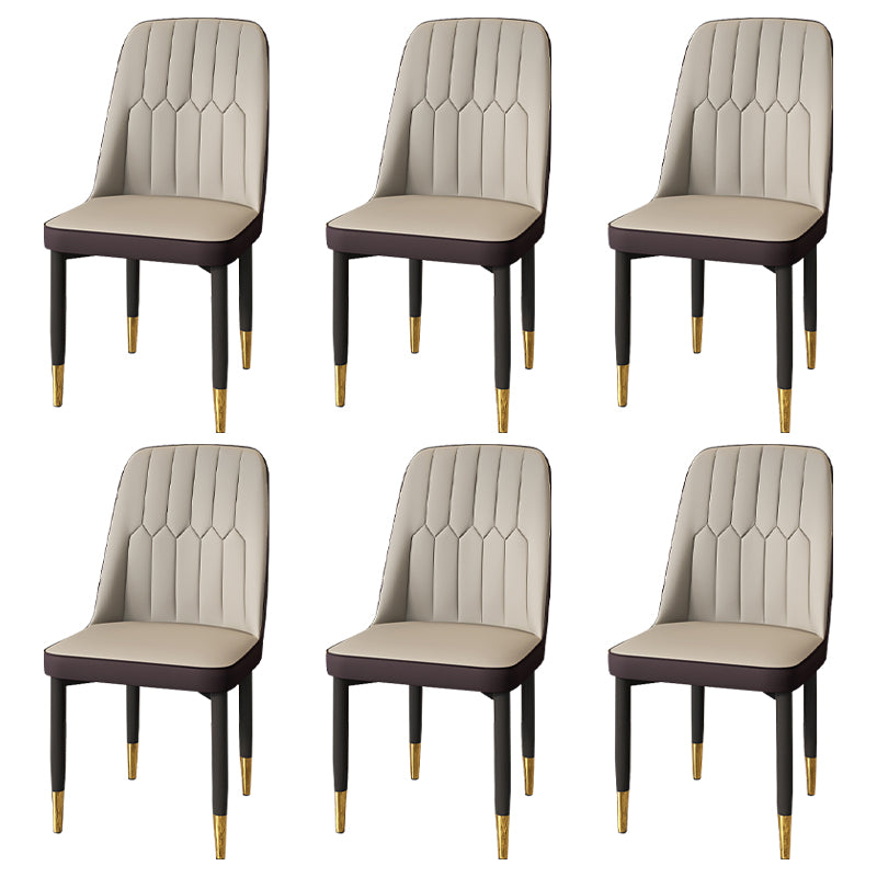 Modern Backrest Armless Cushion Chair with Metal Legs for Dining Room