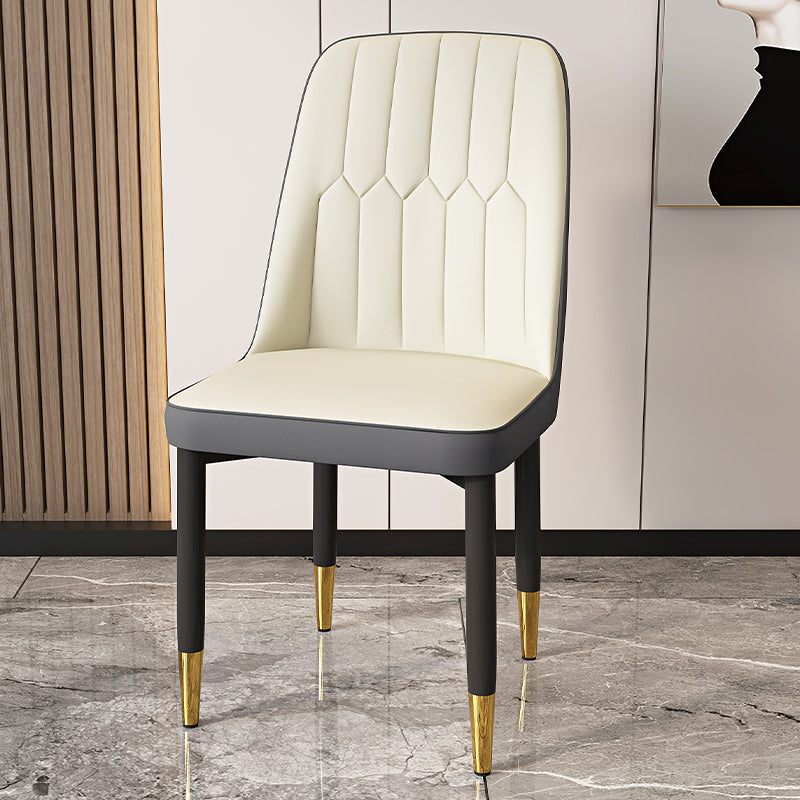 Modern Backrest Armless Cushion Chair with Metal Legs for Dining Room