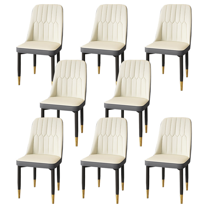 Modern Backrest Armless Cushion Chair with Metal Legs for Dining Room