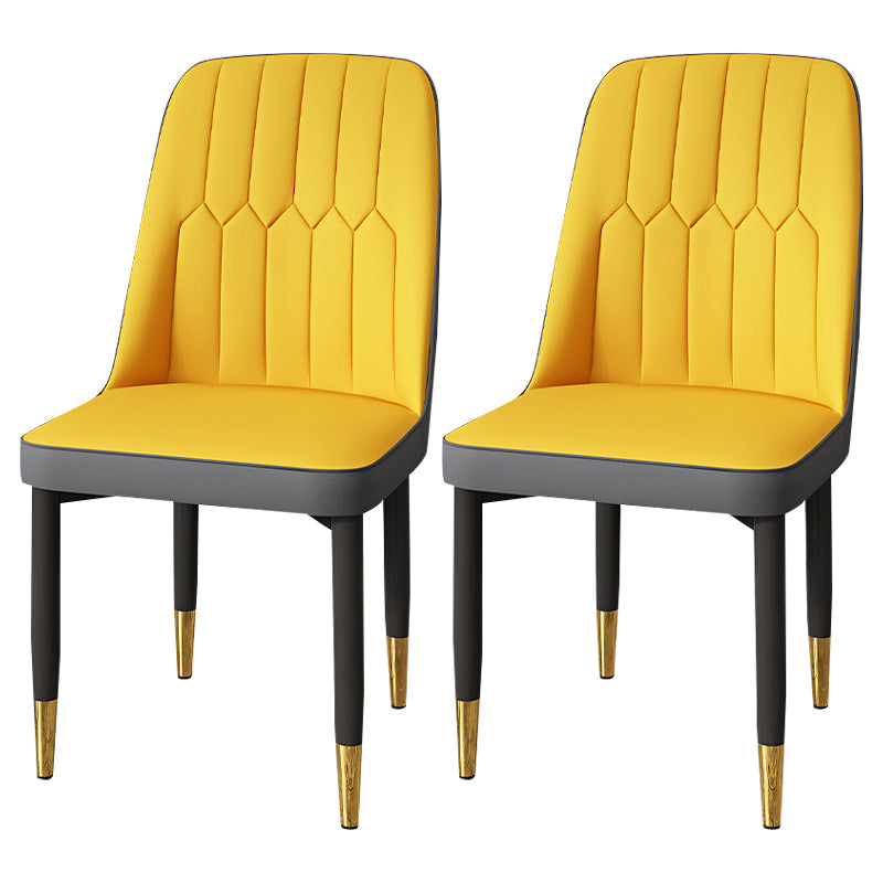 Modern Backrest Armless Cushion Chair with Metal Legs for Dining Room
