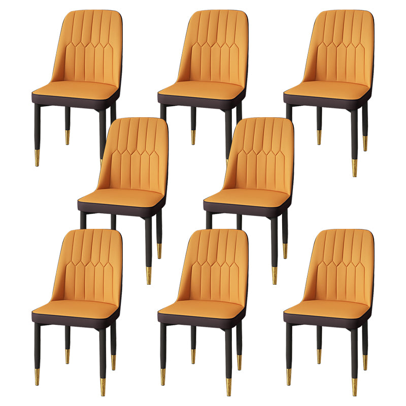 Modern Backrest Armless Cushion Chair with Metal Legs for Dining Room