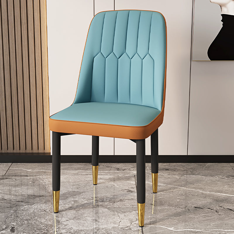 Modern Backrest Armless Cushion Chair with Metal Legs for Dining Room