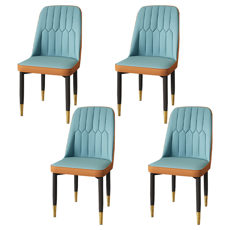 Modern Backrest Armless Cushion Chair with Metal Legs for Dining Room