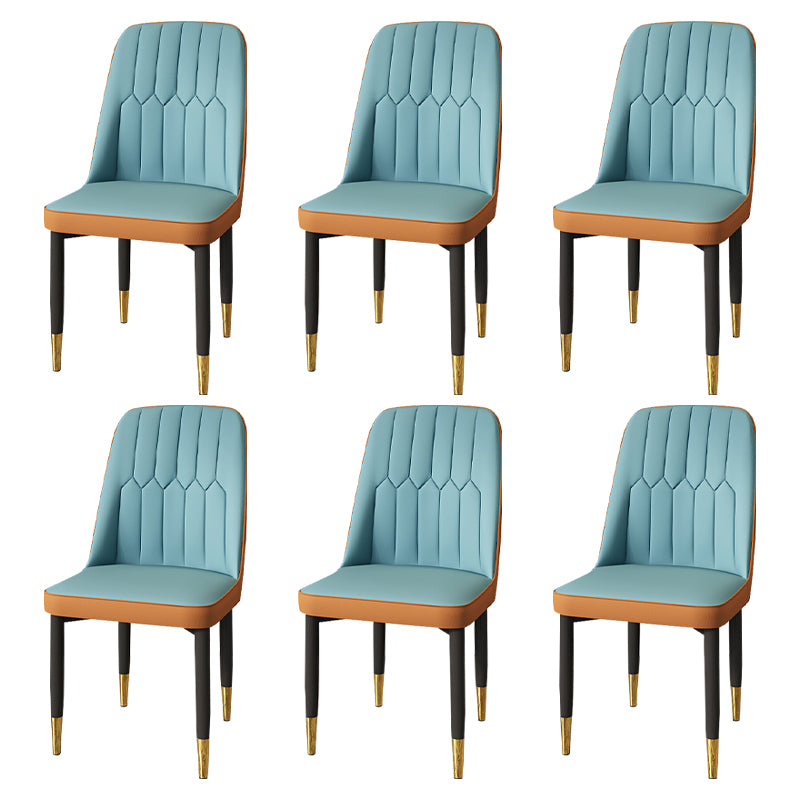Modern Backrest Armless Cushion Chair with Metal Legs for Dining Room