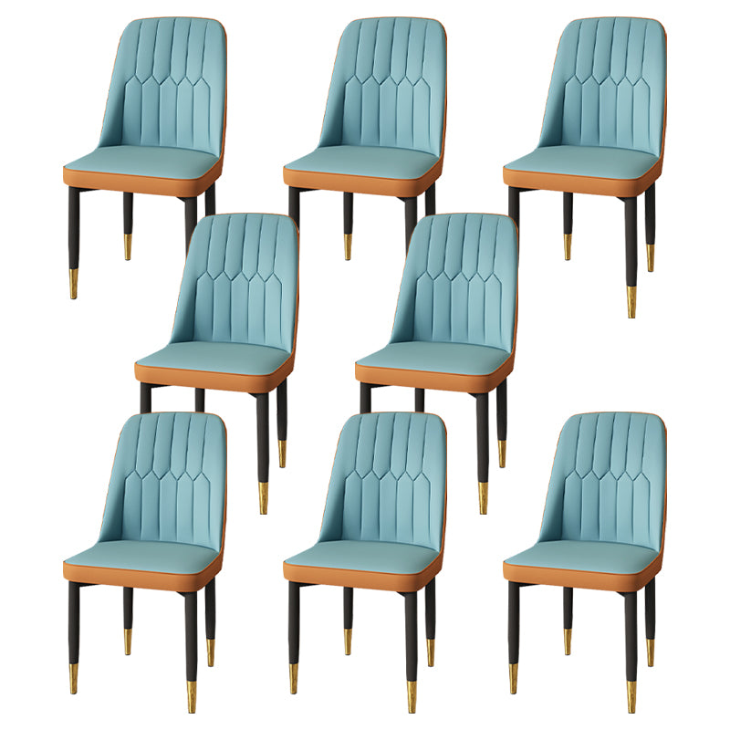 Modern Backrest Armless Cushion Chair with Metal Legs for Dining Room