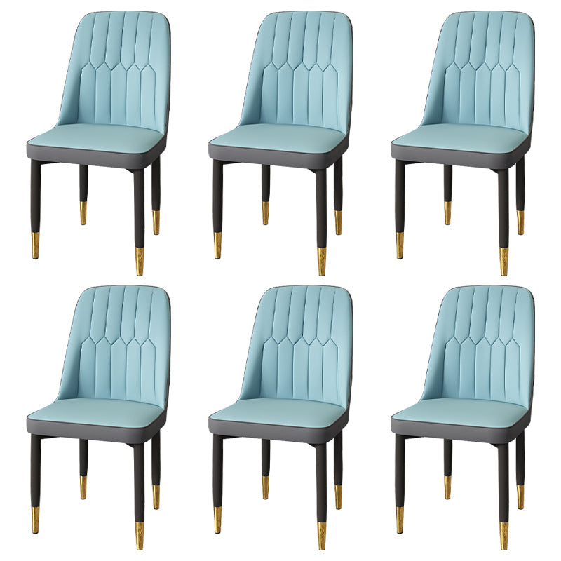 Modern Backrest Armless Cushion Chair with Metal Legs for Dining Room
