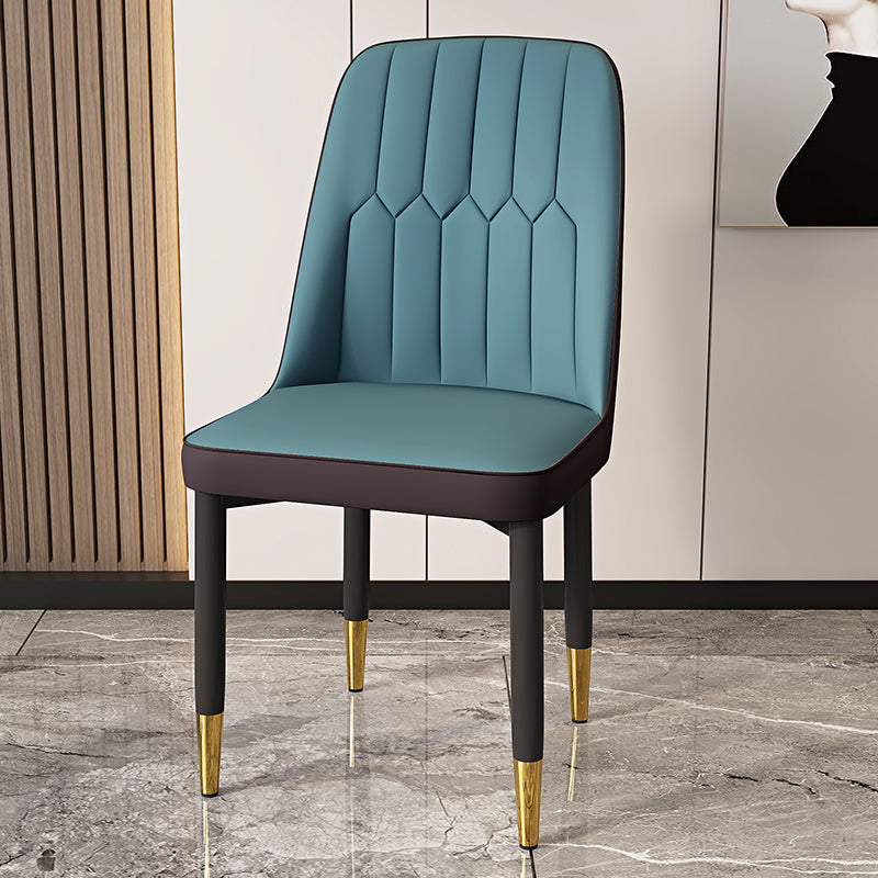 Modern Backrest Armless Cushion Chair with Metal Legs for Dining Room