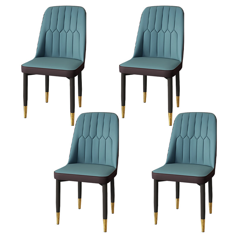 Modern Backrest Armless Cushion Chair with Metal Legs for Dining Room
