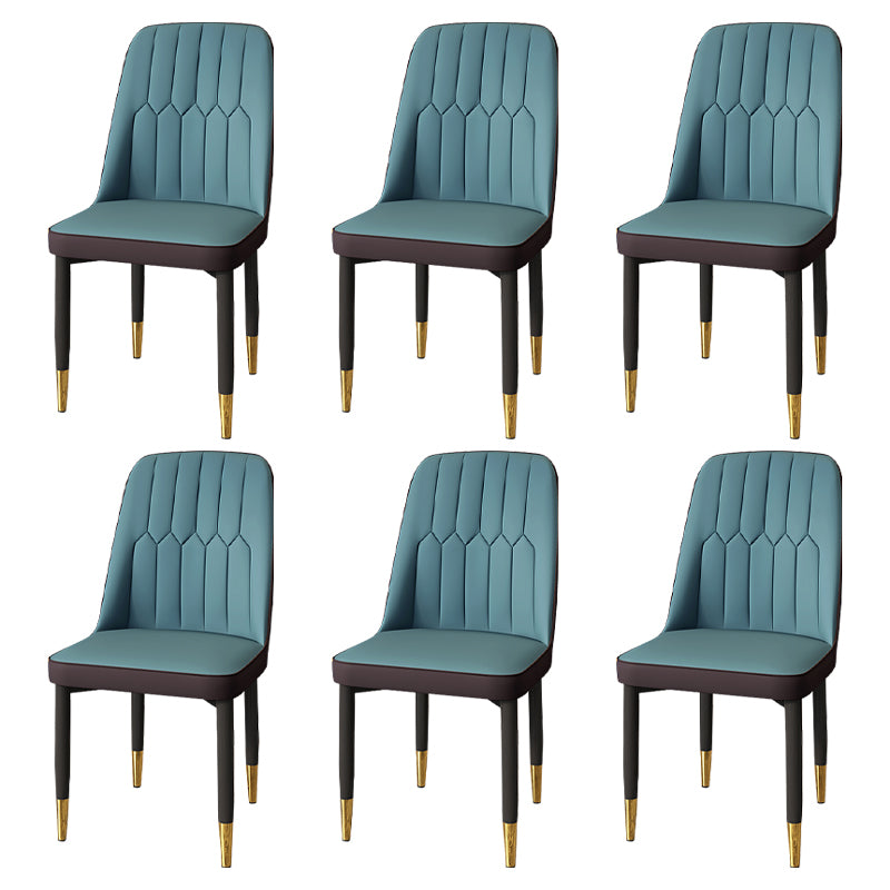 Modern Backrest Armless Cushion Chair with Metal Legs for Dining Room