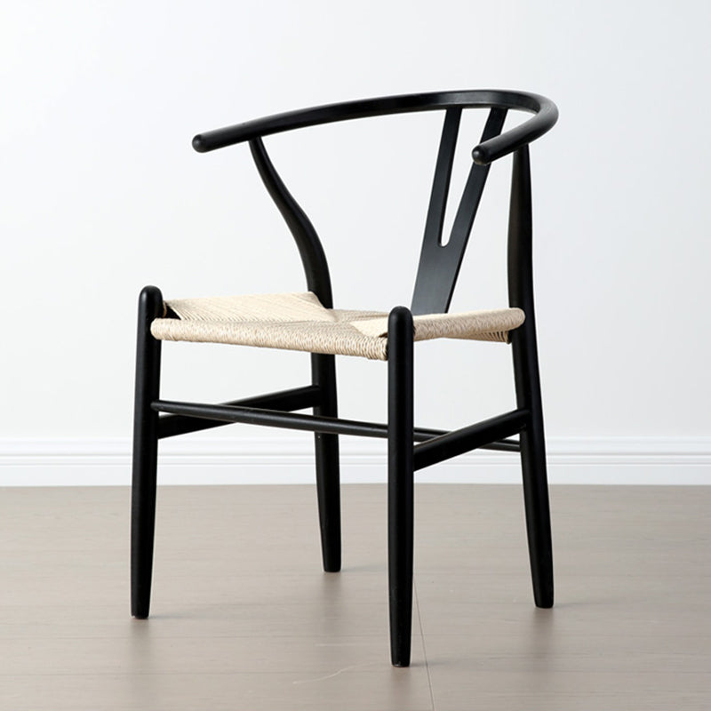 Modern Armrest Backrest Chair with Wooden Legs for Dining Room