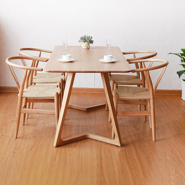 Modern Armrest Backrest Chair with Wooden Legs for Dining Room