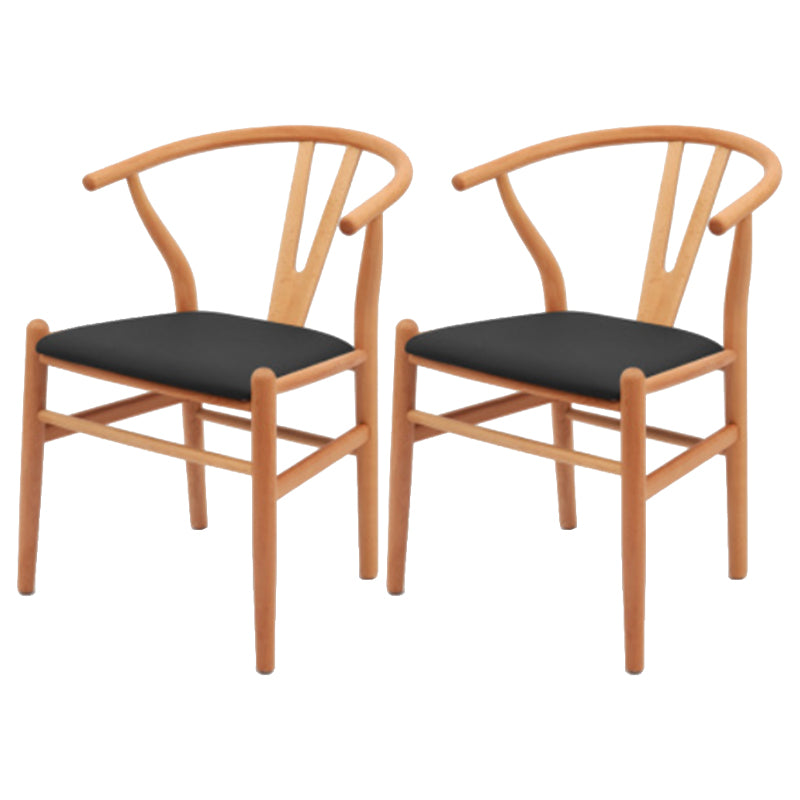 Modern Armrest Backrest Chair with Wooden Legs for Dining Room