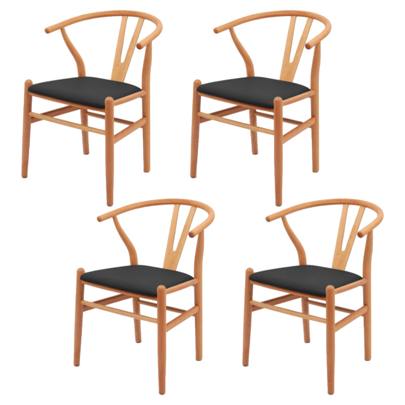 Modern Armrest Backrest Chair with Wooden Legs for Dining Room