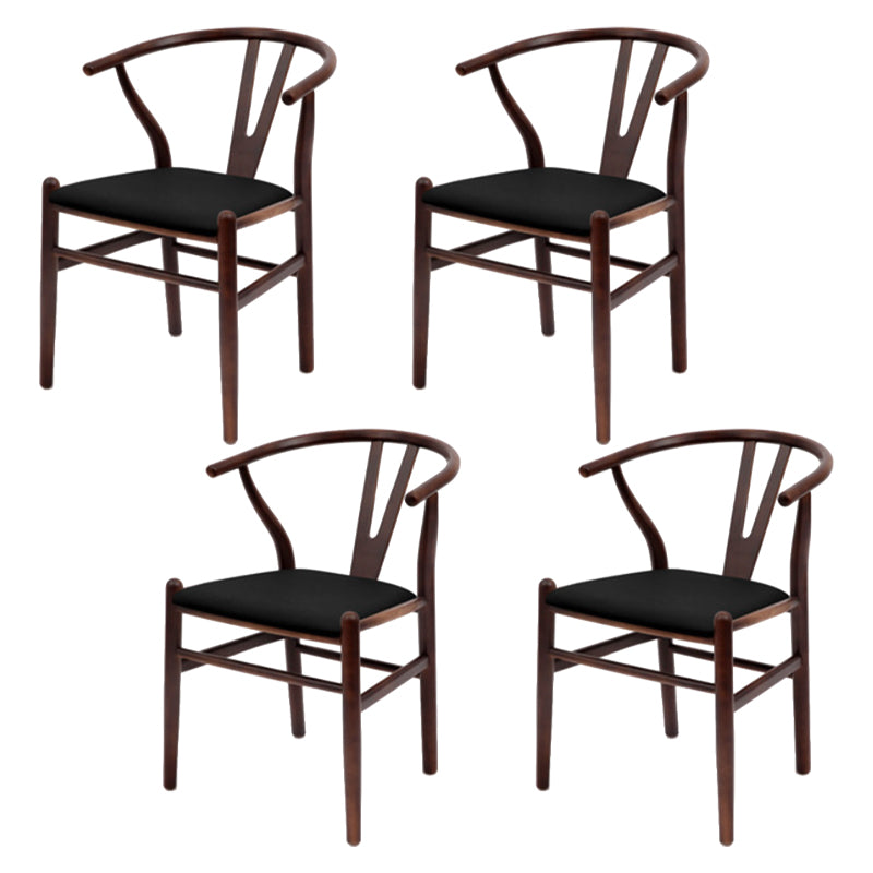Modern Armrest Backrest Chair with Wooden Legs for Dining Room