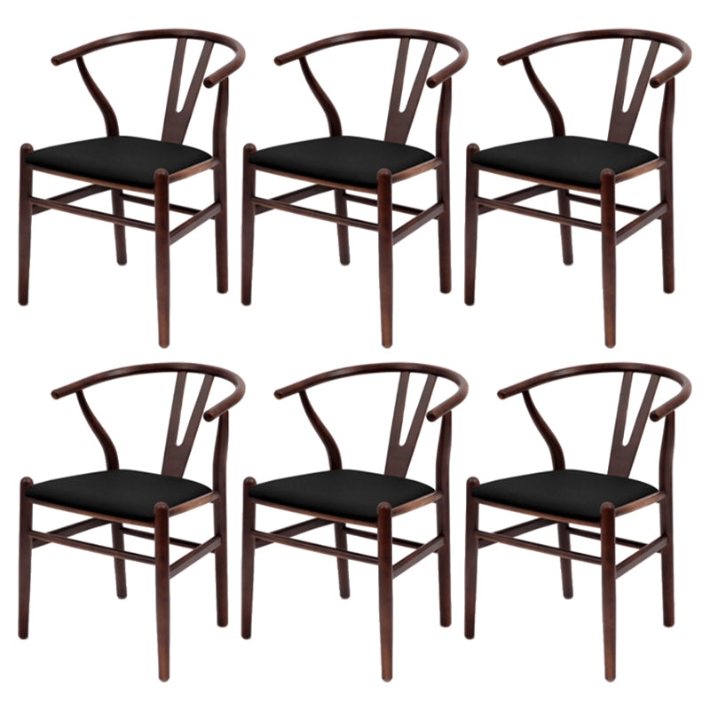 Modern Armrest Backrest Chair with Wooden Legs for Dining Room