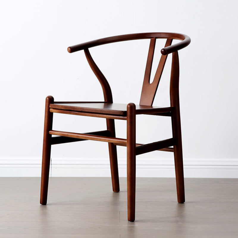 Modern Armrest Backrest Chair with Wooden Legs for Dining Room